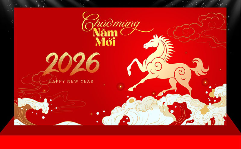 Backdrop tất niên - Tết 2026 con ngựa - bính ngọ