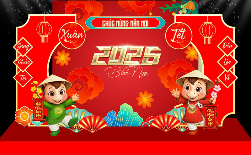 Backdrop tất niên - Tết 2026 con ngựa - bính ngọ