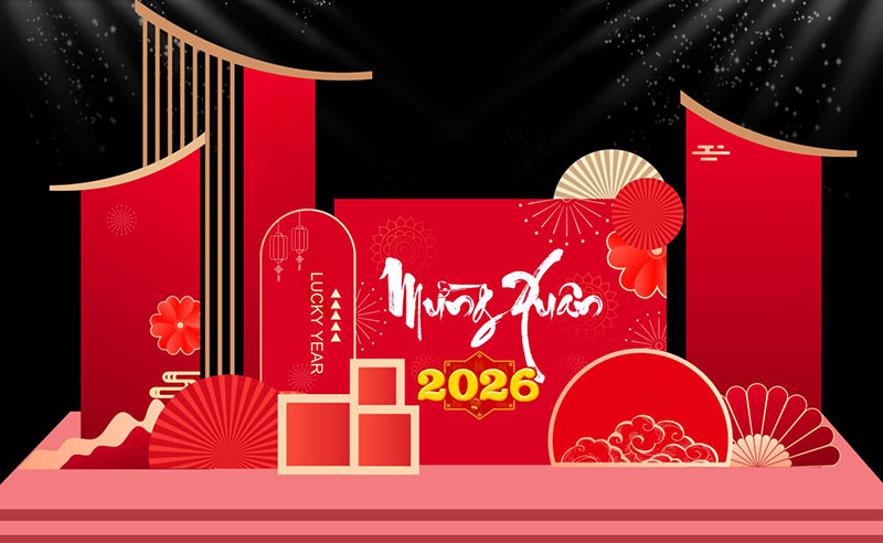 Backdrop tất niên - Tết 2026 con ngựa - bính ngọ