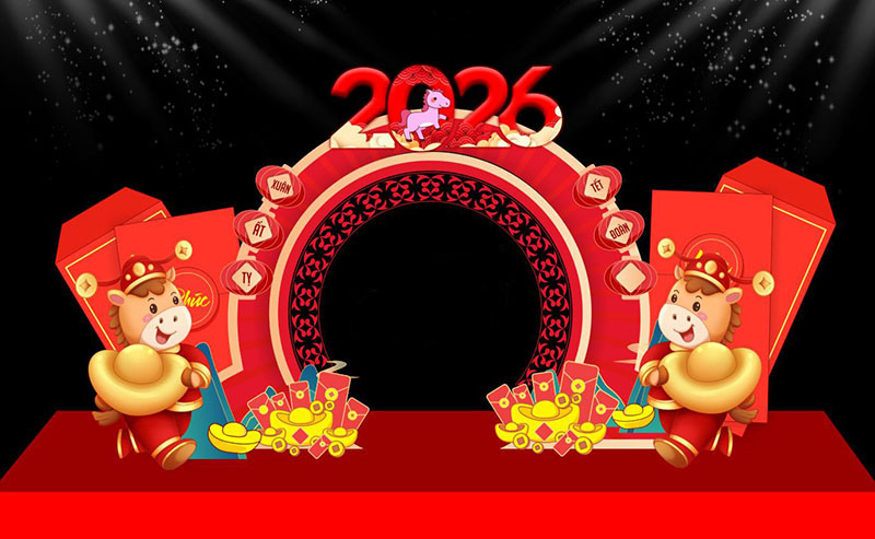 Backdrop tất niên - Tết 2026 con ngựa - bính ngọ