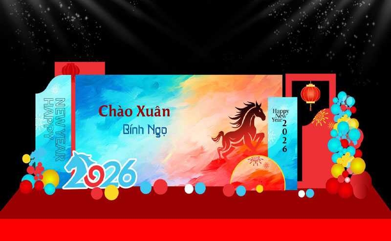 Backdrop tất niên - Tết 2026 con ngựa - bính ngọ