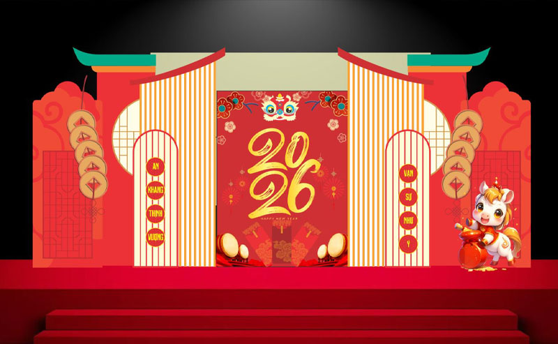 Backdrop tất niên - Tết 2026 con ngựa - bính ngọ