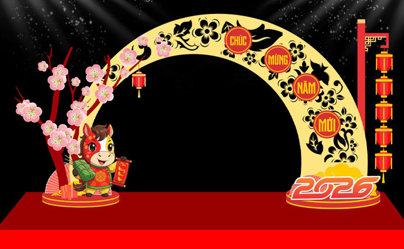 Backdrop tất niên - Tết 2026 con ngựa - bính ngọ