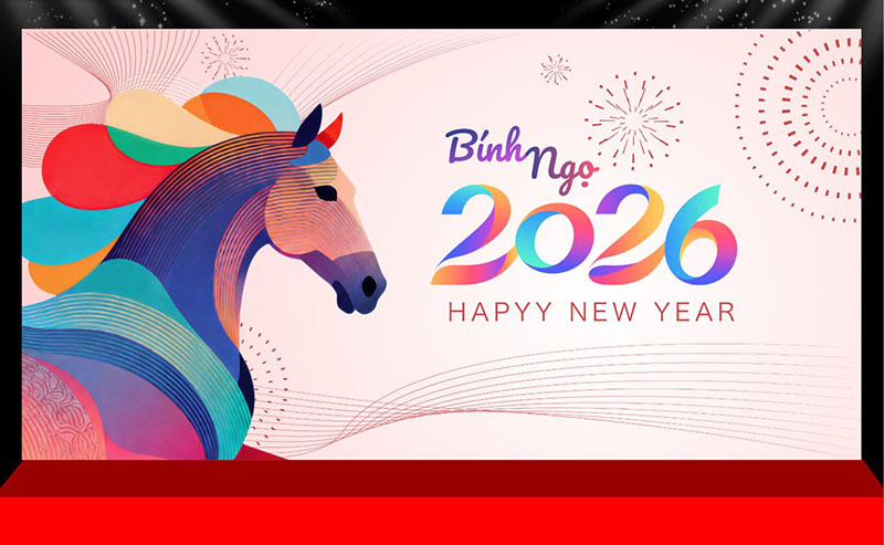 Backdrop tất niên - Tết 2026 con ngựa - bính ngọ