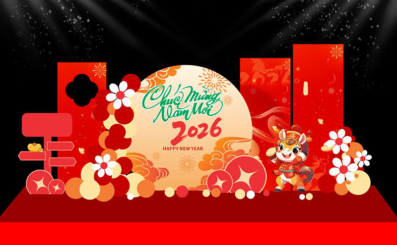 Backdrop tất niên - Tết 2026 con ngựa - bính ngọ