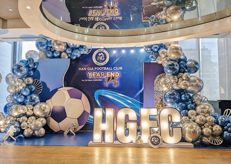 Backdrop year end party cho câu lạc bộ bóng đá