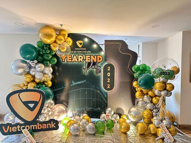 Backdrop Year End Party cho ngân hàng Vietcombank