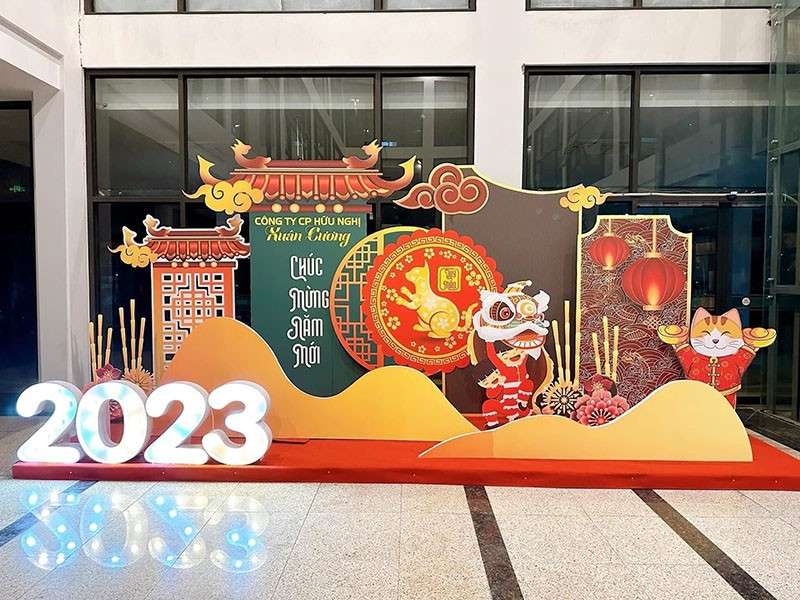 Backdrop tất niên 2023 công ty cổ phần Hữu Nghị