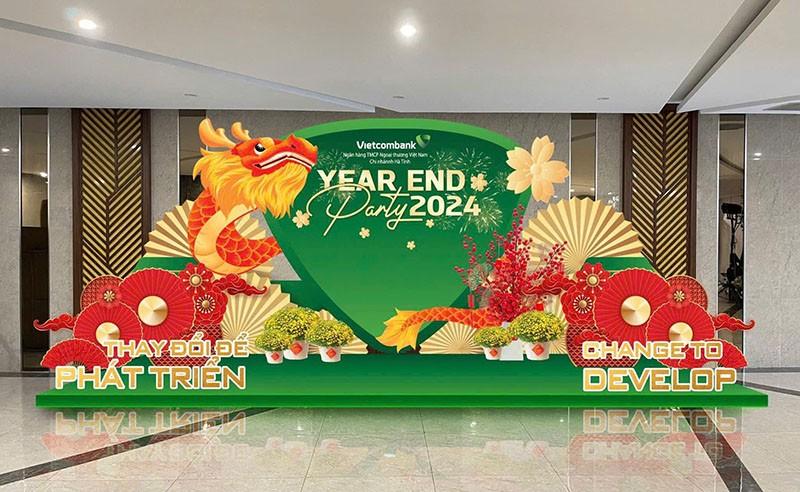 Backdrop Year End Party cho ngân hàng Vietcombank