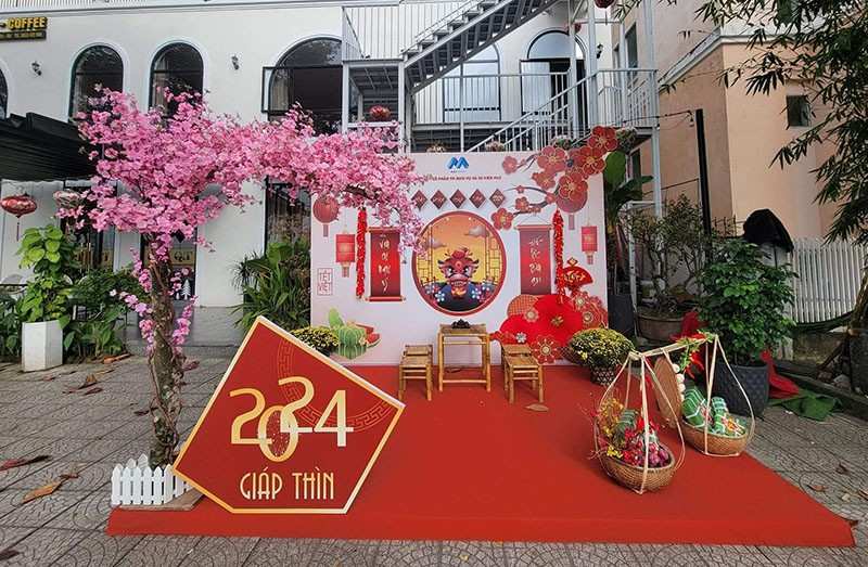 Backdrop tết cổ truyền 2024 đẹp