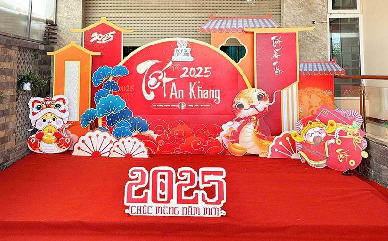 Backdrop Tết An Khang 2025 màu đỏ