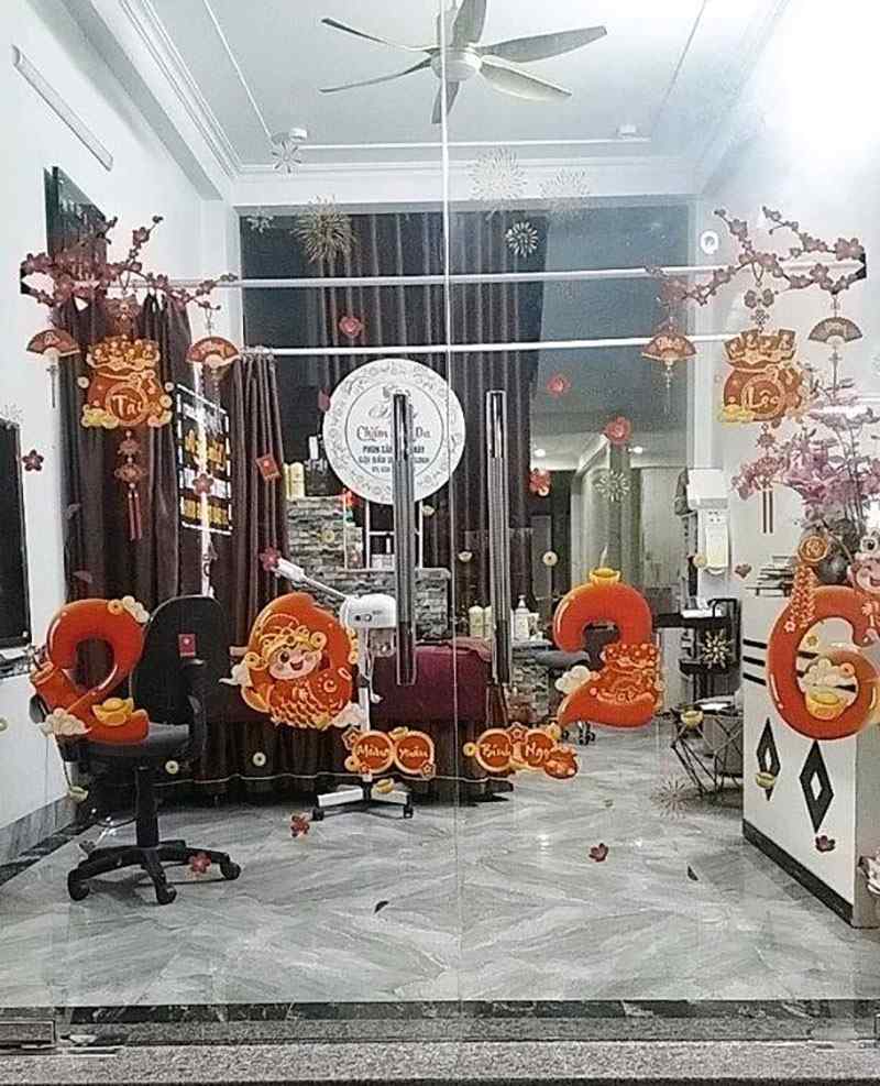 mẫu thực tế decal dán kính tết 2026 đẹp cho văn phòng, cửa hàng, quán cà phê