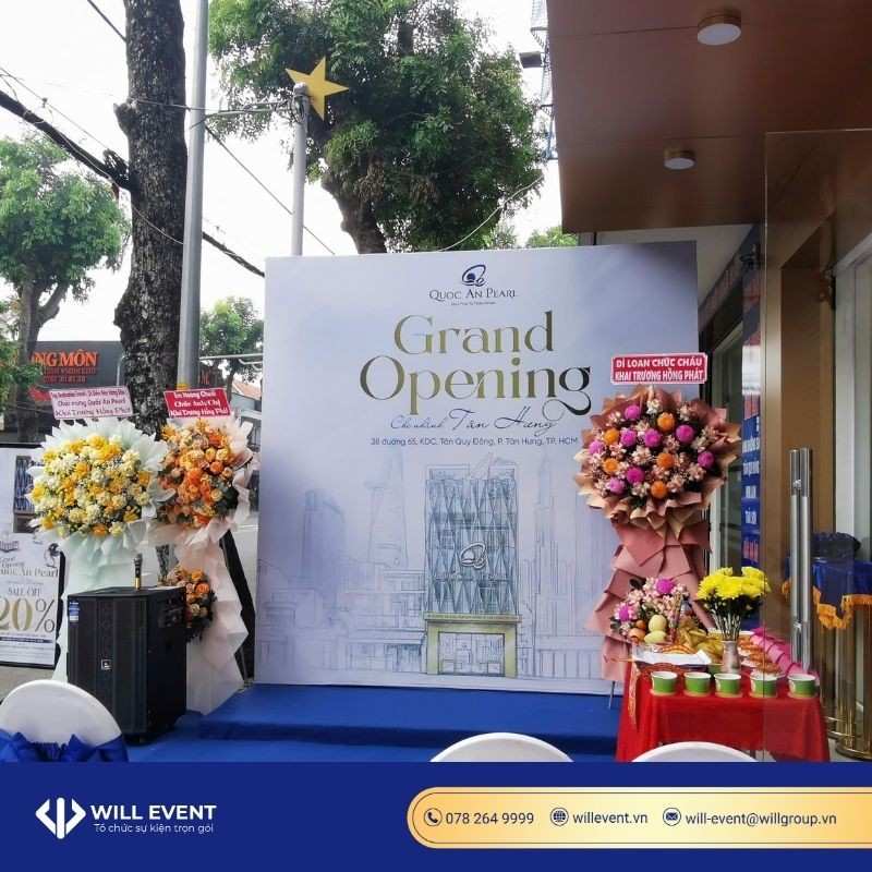 Sân khấu backdrop khai trương