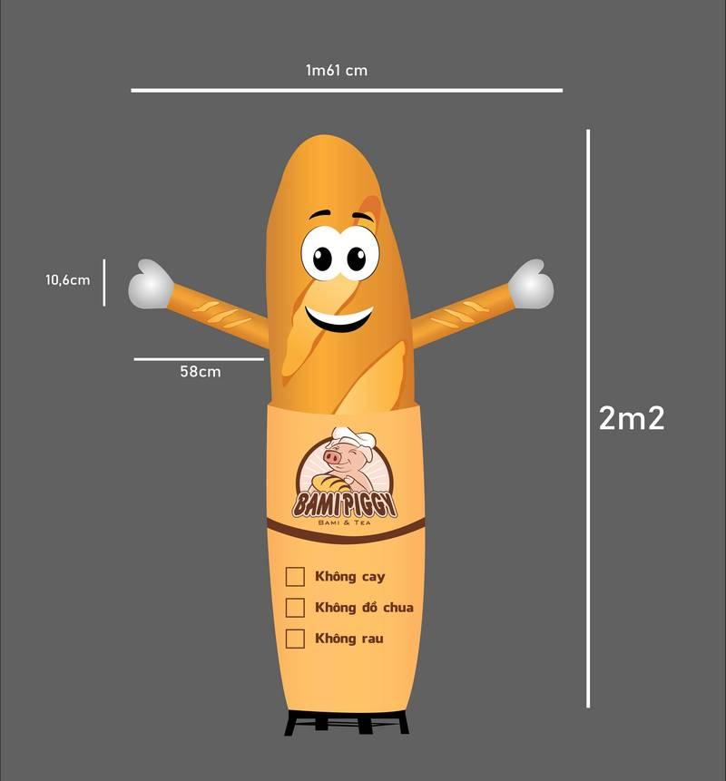 Rối hơi vẫy tay hình bánh mì cho thuê rối hơi khai trương giá rẻ HCM.