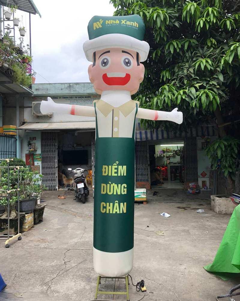 Cho thuê rối hơi khai trương vẫy tay màu xanh quảng cáo điểm dừng chân giá rẻ HCM.