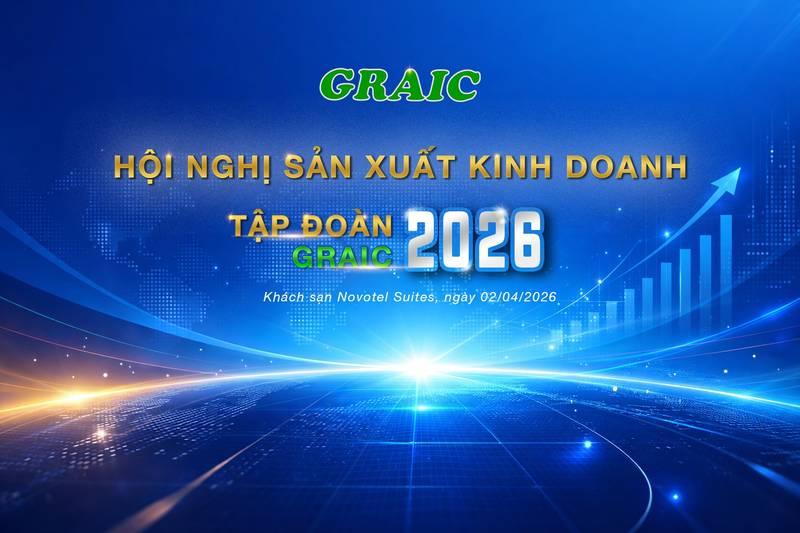 ALT: Banner tổ chức đại hội cổ đông chuyên nghiệp trọn gói HCM cho hội nghị sản xuất kinh doanh tập đoàn GRAIC 2026.